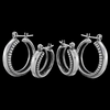 Large Beaded Edge Hoop Earrings - Mainland Silver