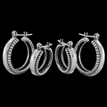 Large Beaded Edge Hoop Earrings - Mainland Silver
