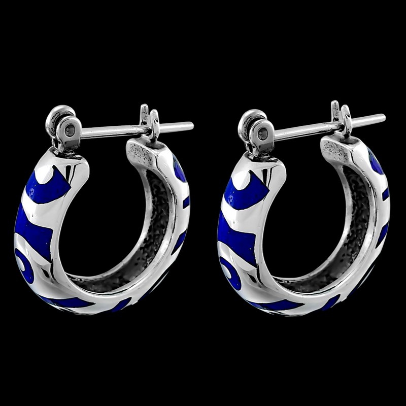 Swirling Tribal Hoop Earrings - Mainland Silver