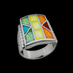 Large Tribal Quilt Pattern Ring