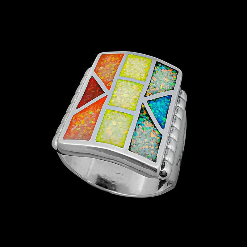 Large Tribal Quilt Pattern Ring