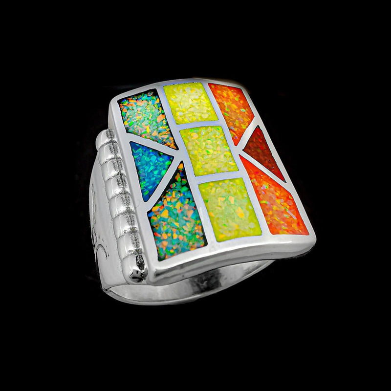Large Tribal Quilt Pattern Ring