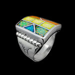 Large Tribal Quilt Pattern Ring