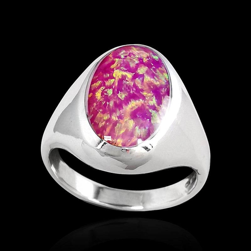 Oval Faced Inlay Ring - Mainland Silver
