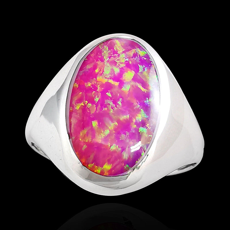 Oval Faced Inlay Ring - Mainland Silver