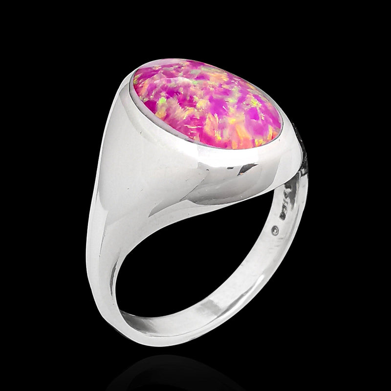 Oval Faced Inlay Ring - Mainland Silver