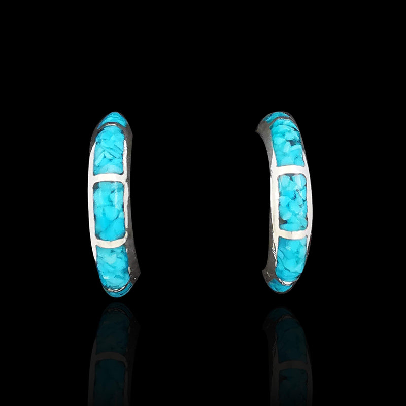 Half Hoop Stud Earrings with Silver Bands - Mainland Silver
