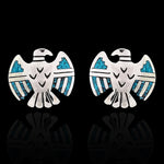 Detailed Thunderbird Stud Earrings - Mainland Silver