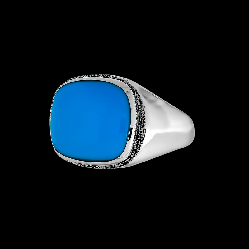 Rounded Square Double Border Inlay Ring - Mainland Silver