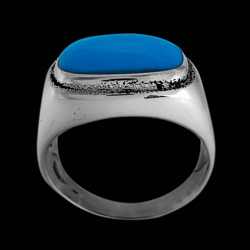 Rounded Square Double Border Inlay Ring - Mainland Silver