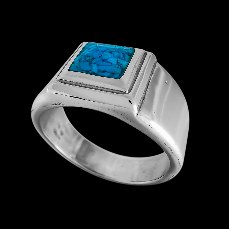 Double Frame Square Inlay Ring - Mainland Silver