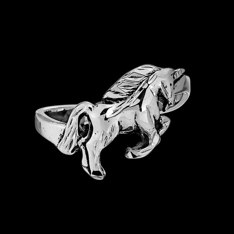 Leaping Unicorn Ring - Mainland Silver
