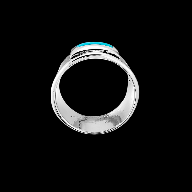 Framed Rectangle Inlay Ring - Mainland Silver