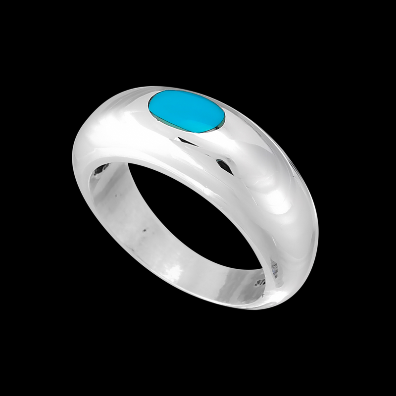 Large Oval Inset Ring - Mainland Silver