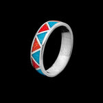 Red Coral and Blue Turquoise  inlay