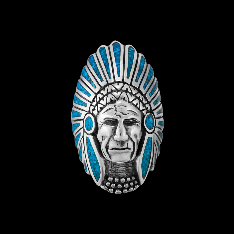 Large Native American Chief Headdress Ring