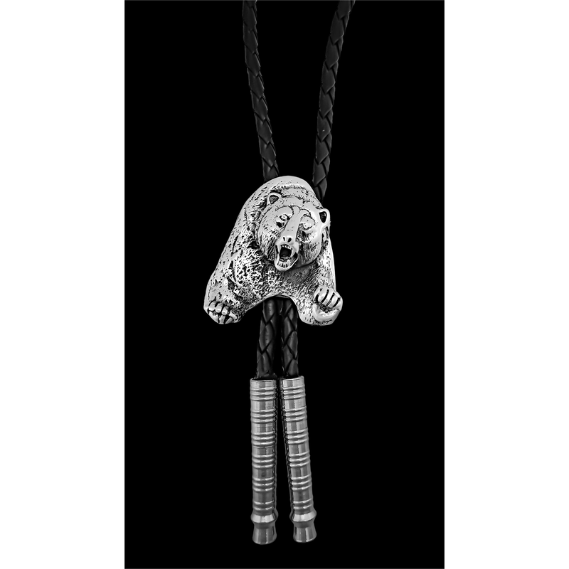 Grizzly Bear Bolo - Mainland Silver