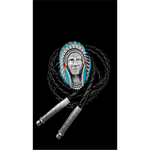 Native American Chief Warbonnet Headdress Bolo - Mainland Silver
