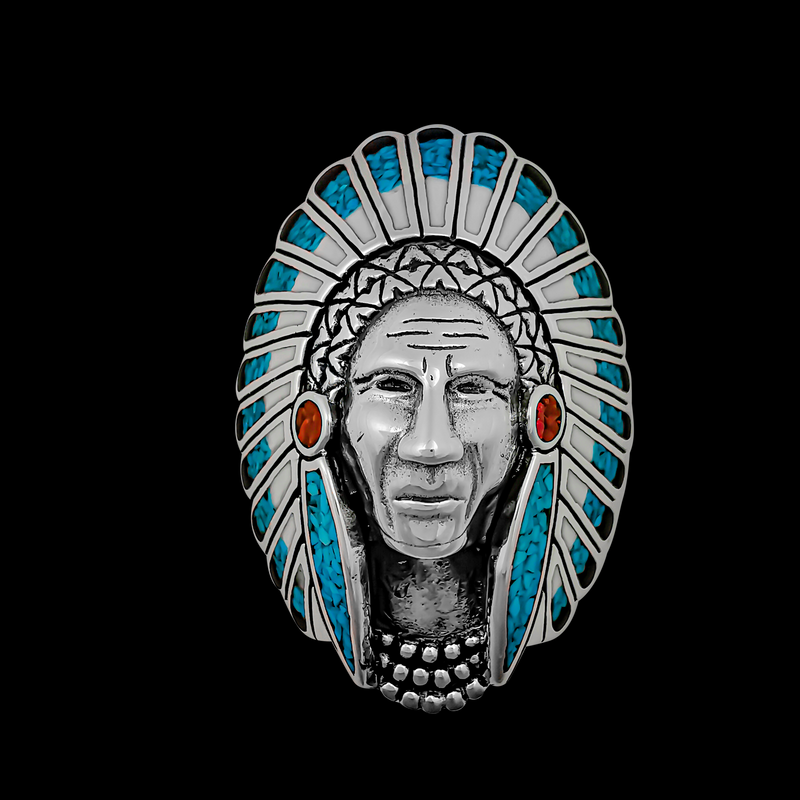 Native American Chief Warbonnet Headdress Bolo - Mainland Silver