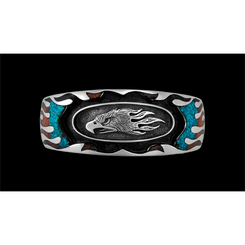 Customizable Sterling Silver screaming Eagle cuff Bracelet, Birthstone Bracelets, Eagle Bracelet Jewelry, Navajo thunderbird Bracelet - Mainland Silver