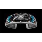 Customizable Sterling Silver screaming Eagle cuff Bracelet, Birthstone Bracelets, Eagle Bracelet Jewelry, Navajo thunderbird Bracelet - Mainland Silver