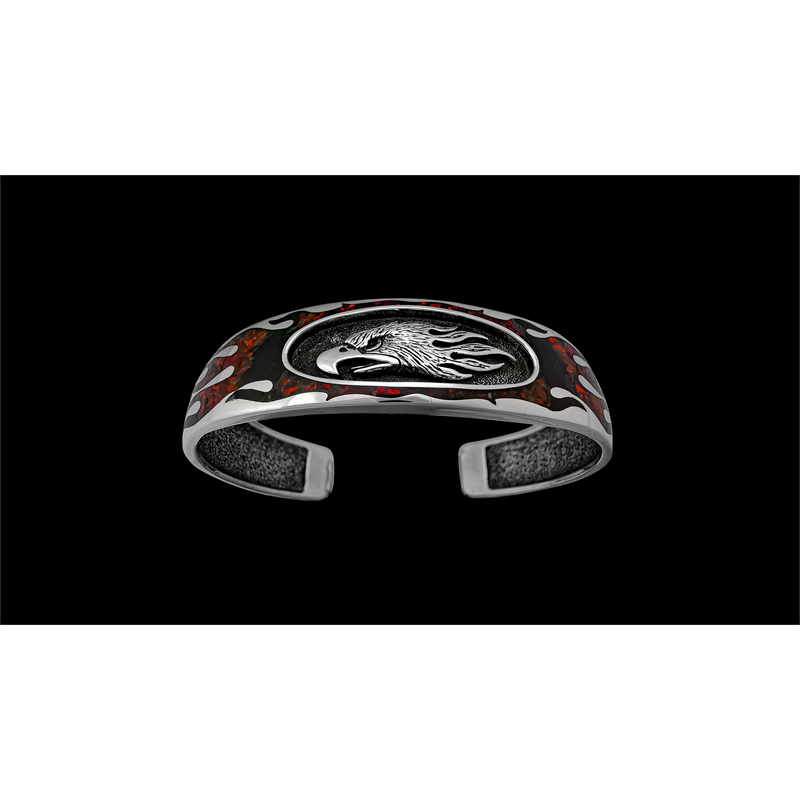 Customizable Sterling Silver screaming Eagle cuff Bracelet, Birthstone Bracelets, Eagle Bracelet Jewelry, Navajo thunderbird Bracelet - Mainland Silver