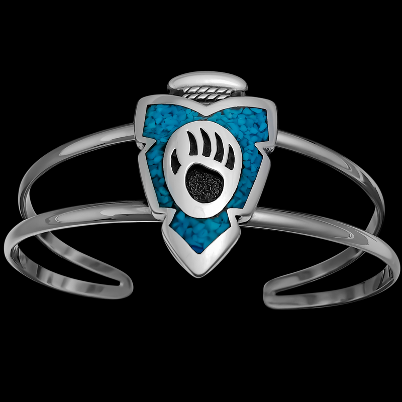 Customizable Sterling Silver Claw Paw Bear cuff Bracelet, Arrowhead, Pendant, Bear set, Wolf Jewelry, Tracks Cuff - Mainland Silver