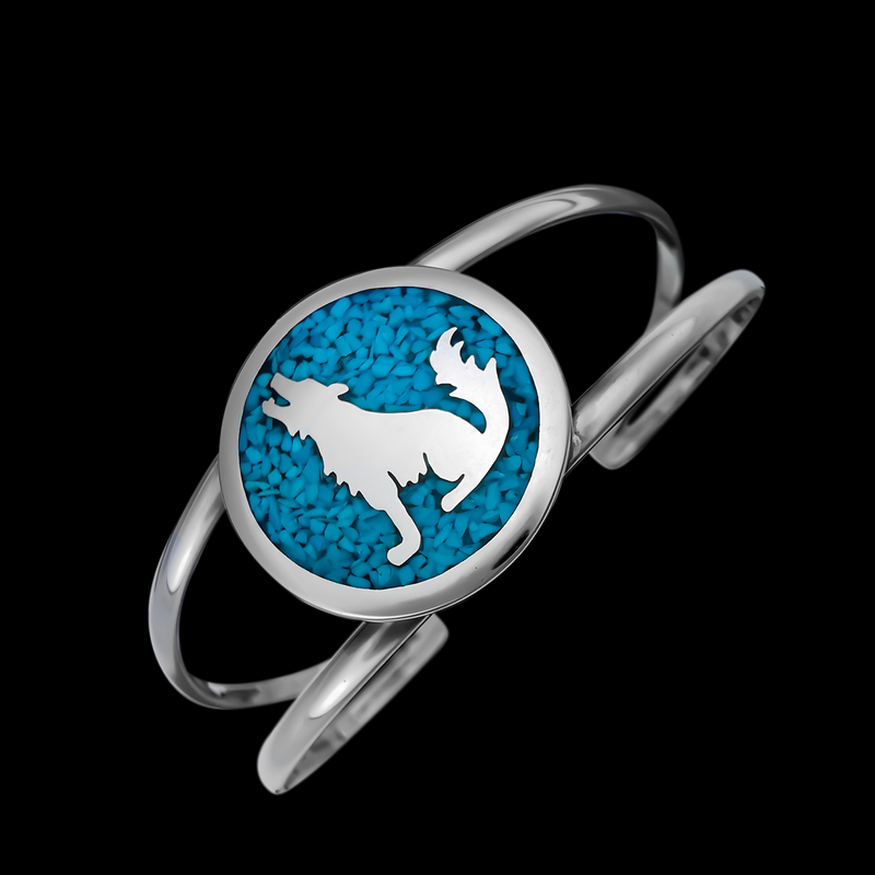 Customizable Sterling Silver Wolf Pendant and Matching Bracelet, Birthstone, Wolf Jewelry, Twilight, Howling Mountain Wolves - Mainland Silver