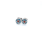ER109 Inscribed Shield Stud Earrings