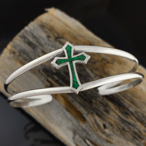 Customizable Sterling Silver Cross cuff Bracelet, Religious, Christian, Cross Jewelry, Cuff - Mainland Silver