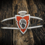 Customizable Sterling Silver Claw Paw Bear cuff Bracelet, Arrowhead, Pendant, Bear set, Wolf Jewelry, Tracks Cuff - Mainland Silver