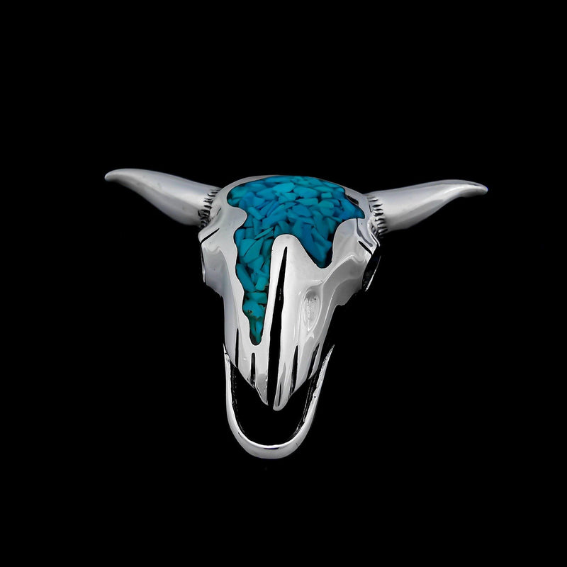 Southwestern Steer Skull Pendant, 925 Sterling Silver pendant, Western, Cattle, Longhorn - Mainland Silver