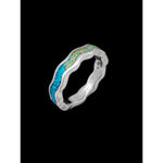 Rainbow Pride Wavy Band,  Gemstone Ring, Wedding Ring, 925 Sterling Silver wave ring, Stackable Ring