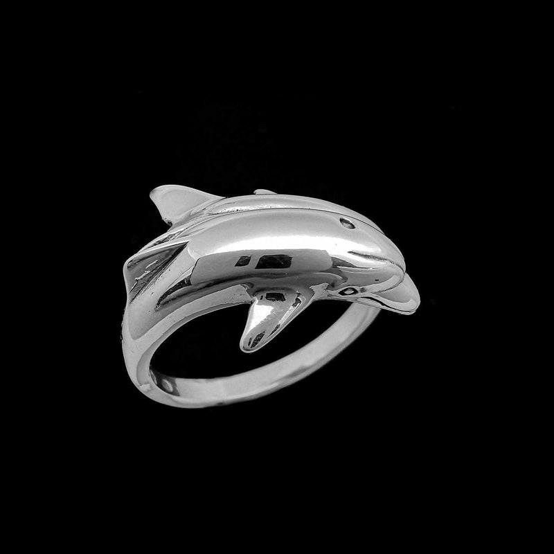 Diamond Cut Large Dolphin Ring
