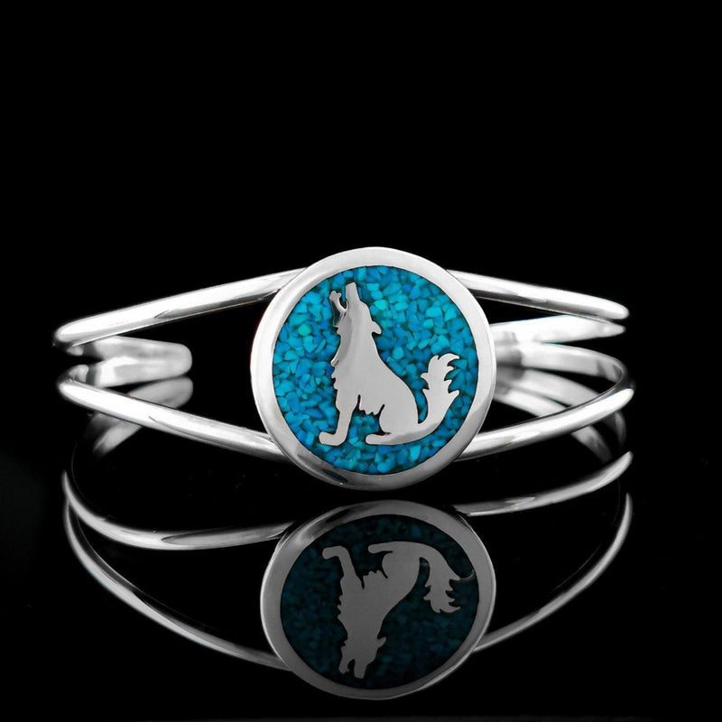 Customizable Sterling Silver Wolf Pendant and Matching Bracelet, Birthstone, Wolf Jewelry, Twilight, Howling Mountain Wolves - Mainland Silver