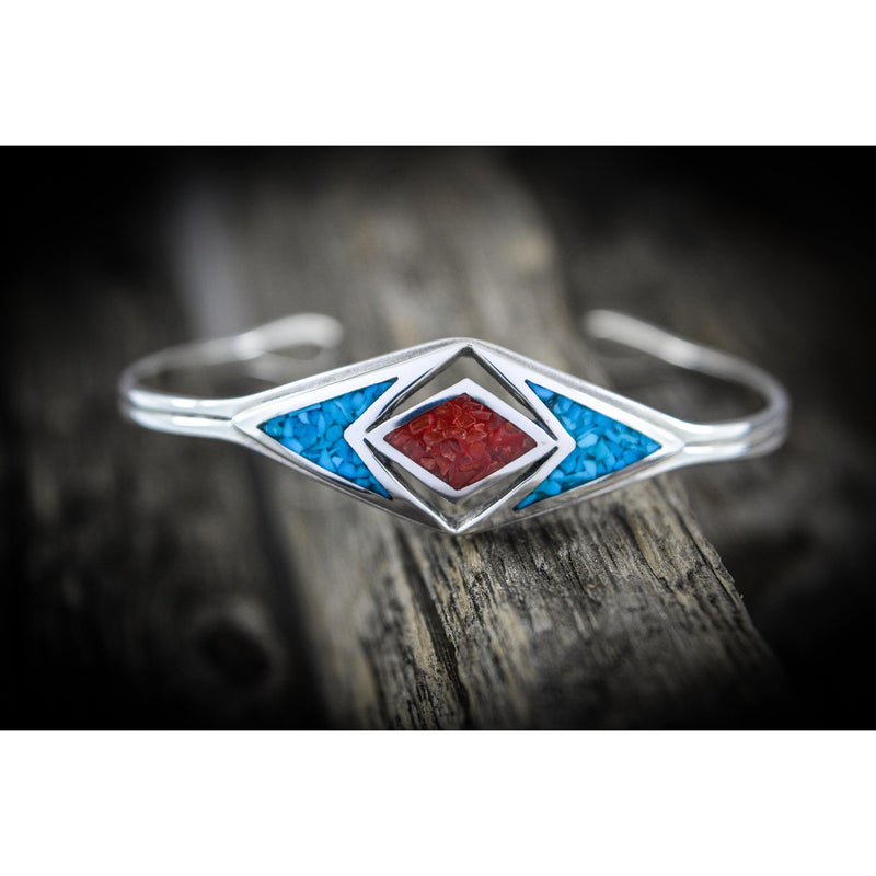Custom Sterling Silver cuff Bracelet, Opal Birthstone Bracelets, Natural Gemstone Bracelet, Mixed Stone cuff Bracelet, Custom Southwestern - Mainland Silver