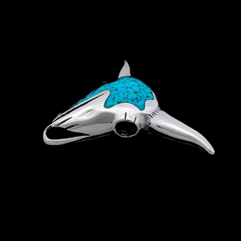 Southwestern Steer Skull Pendant, 925 Sterling Silver pendant, Western, Cattle, Longhorn - Mainland Silver
