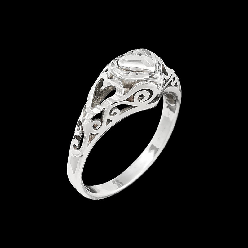 Diamond Cut Intricate Hearts Ring