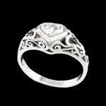 Diamond Cut Intricate Hearts Ring