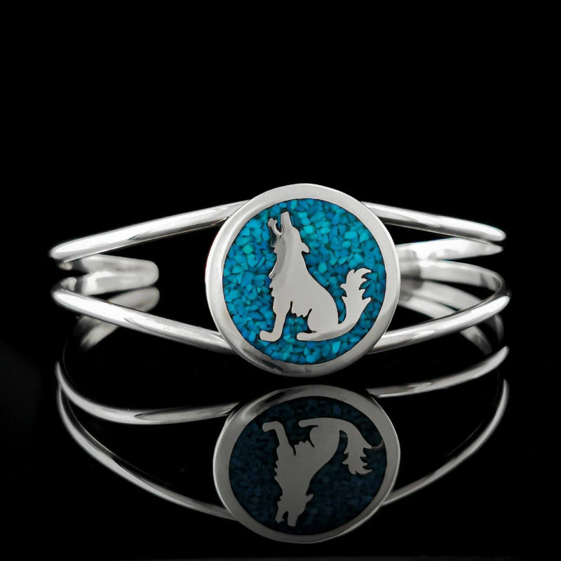 Customizable Sterling Silver Wolf Pendant and Matching Bracelet, Birthstone, Wolf Jewelry, Twilight, Howling Mountain Wolves - Mainland Silver