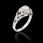Diamond Cut Intricate Hearts Ring