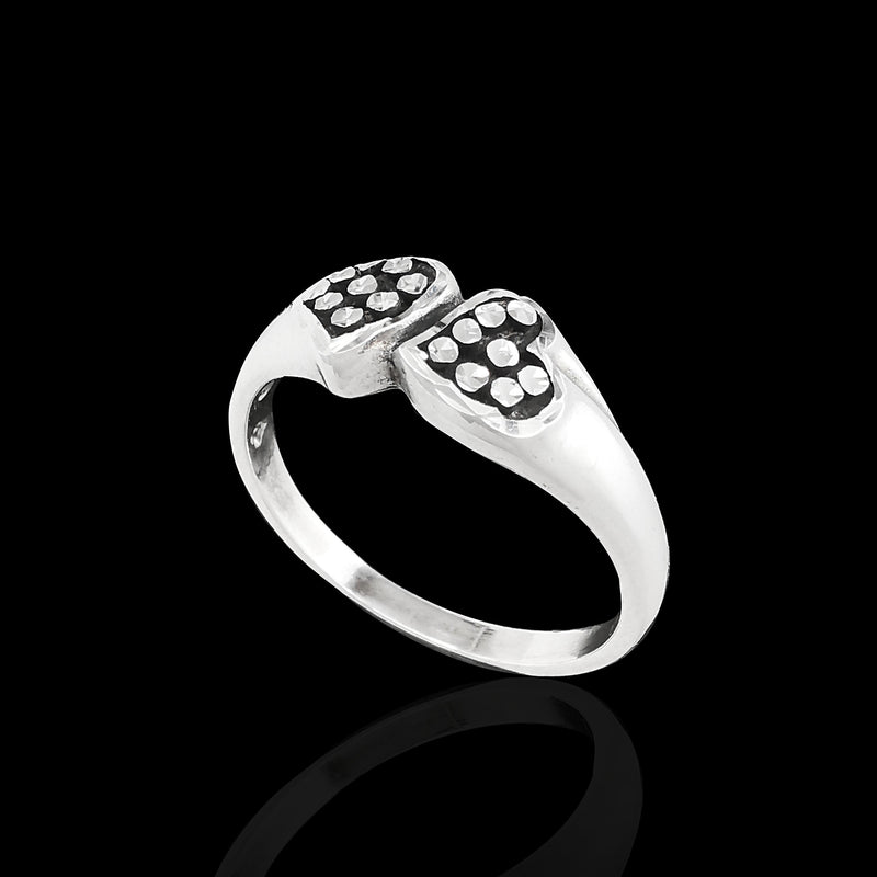 Diamond Cut Two Hearts Ring