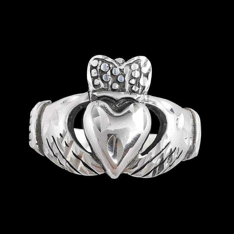 Diamond Cut Large Claddagh Promise Ring