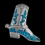 Southwestern Style Cowboy Boot with Spur Pendant, 925 Sterling Silver, Western Gemstone Necklace, - Mainland Silver