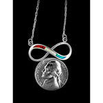 Made to Order Customizable Infinity Necklace, 925 Sterling Silver Pendant, Infinity Gemstone Necklace, Gemstone, Birthstone, Fire Opal - Mainland Silver