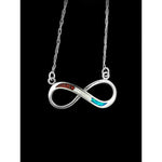 Made to Order Customizable Infinity Necklace, 925 Sterling Silver Pendant, Infinity Gemstone Necklace, Gemstone, Birthstone, Fire Opal - Mainland Silver