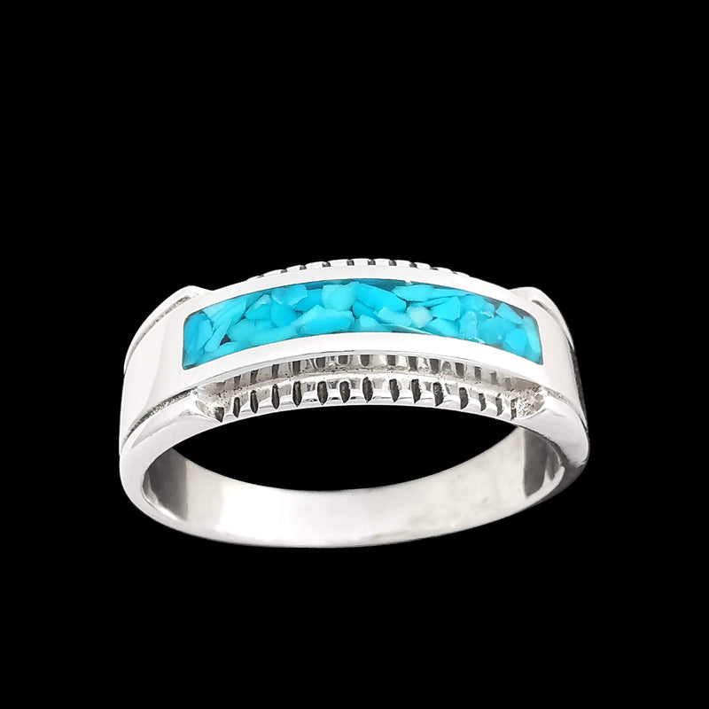 Sawtooth Inlay Band Ring - Mainland Silver