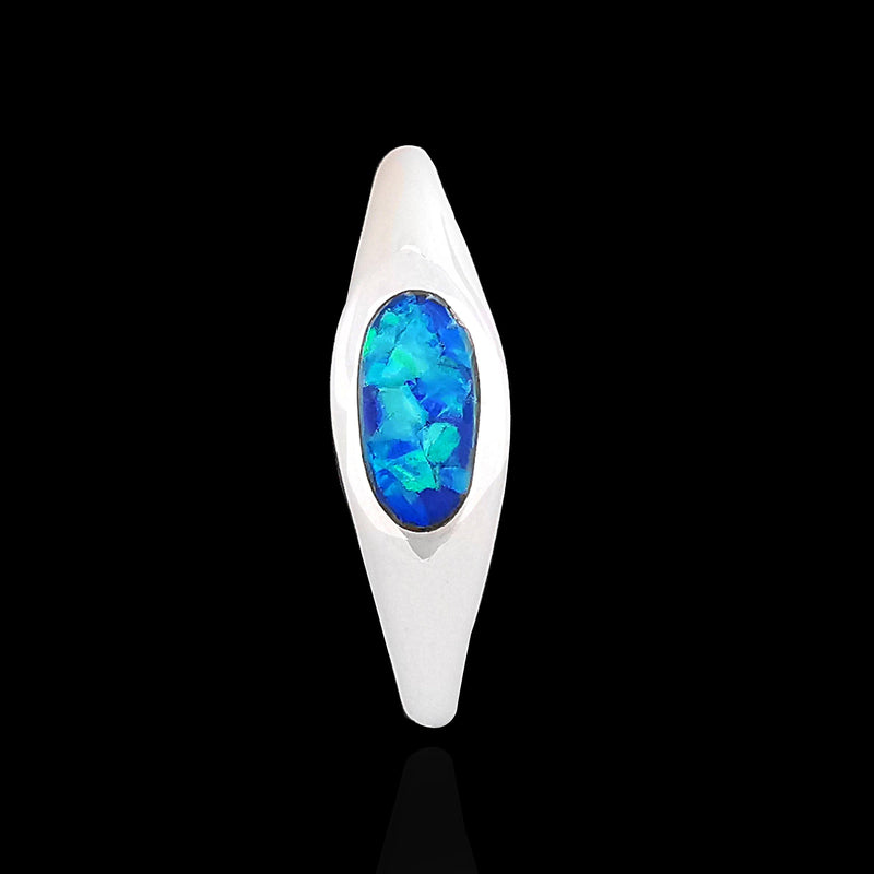 Oval Domed Inlay Ring - Mainland Silver