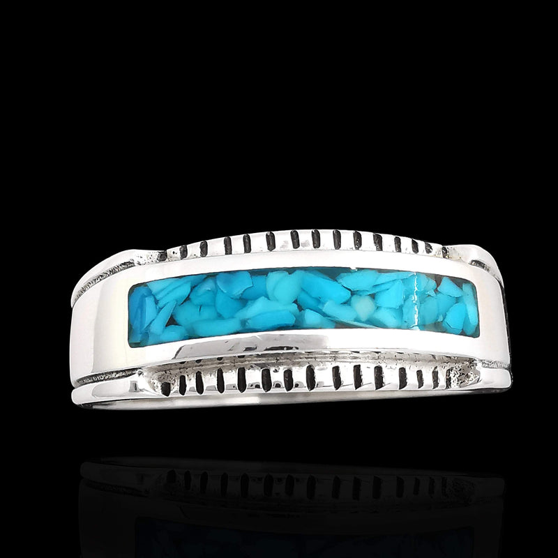 Sawtooth Inlay Band Ring - Mainland Silver