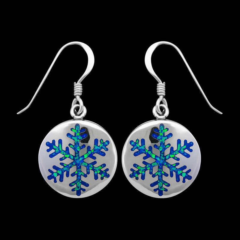 925 Sterling Silver Earrings, Round, Circle, Winter, Snowflake, Snow, Christmas, Holidays
